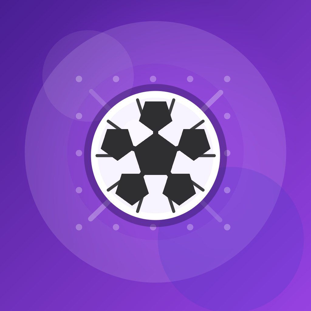 Purple Dotball Beat The Ball app icon with a centered soccer ball.